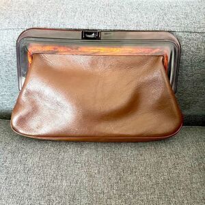 Vintage 1970’s Margolm leather brown tortoise clutch